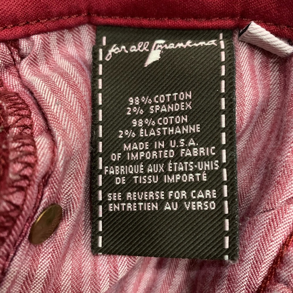 7 For All Mankind Red Skinny Jeans Sz. 25 - Picture 5 of 6